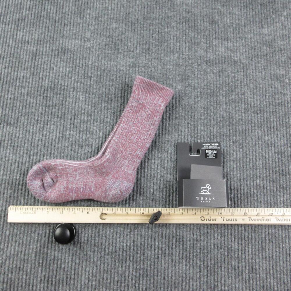 Woolx Socks Mens M Pink Mid Calf Merino Wool Cushioned Antibacterial NWT